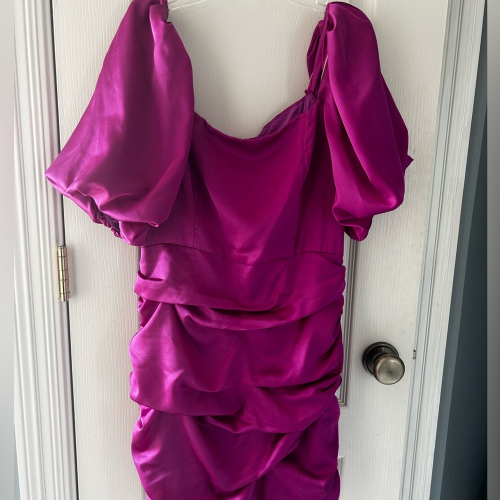 Hot Pink Mini Dress with Short Sleeves
